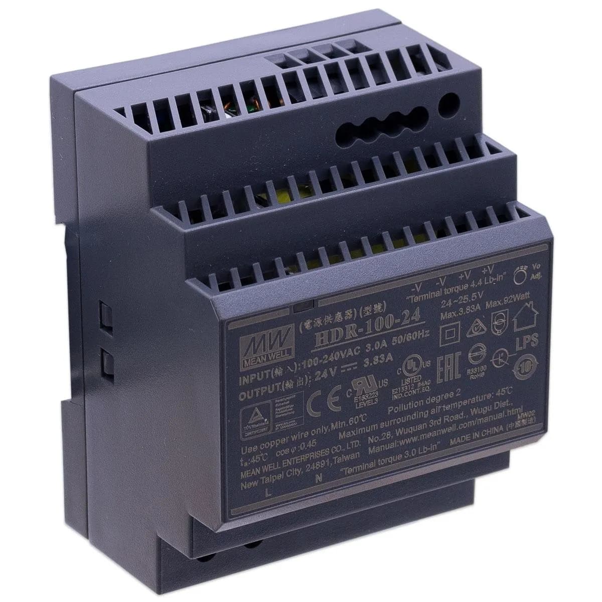 Abbildung des 24V / 4,2A Hutschienen-Netzteil im Lieferumfang